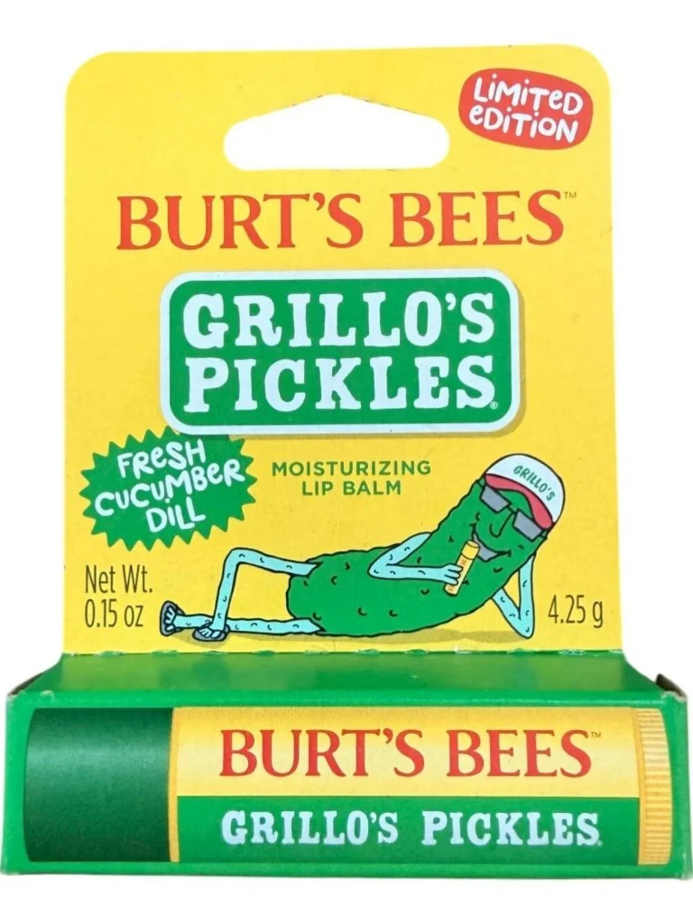 Burt's Bees Grillo's Pickles Moisturizing Hydrating Lip Balm 0.15 oz - FAST SHIP